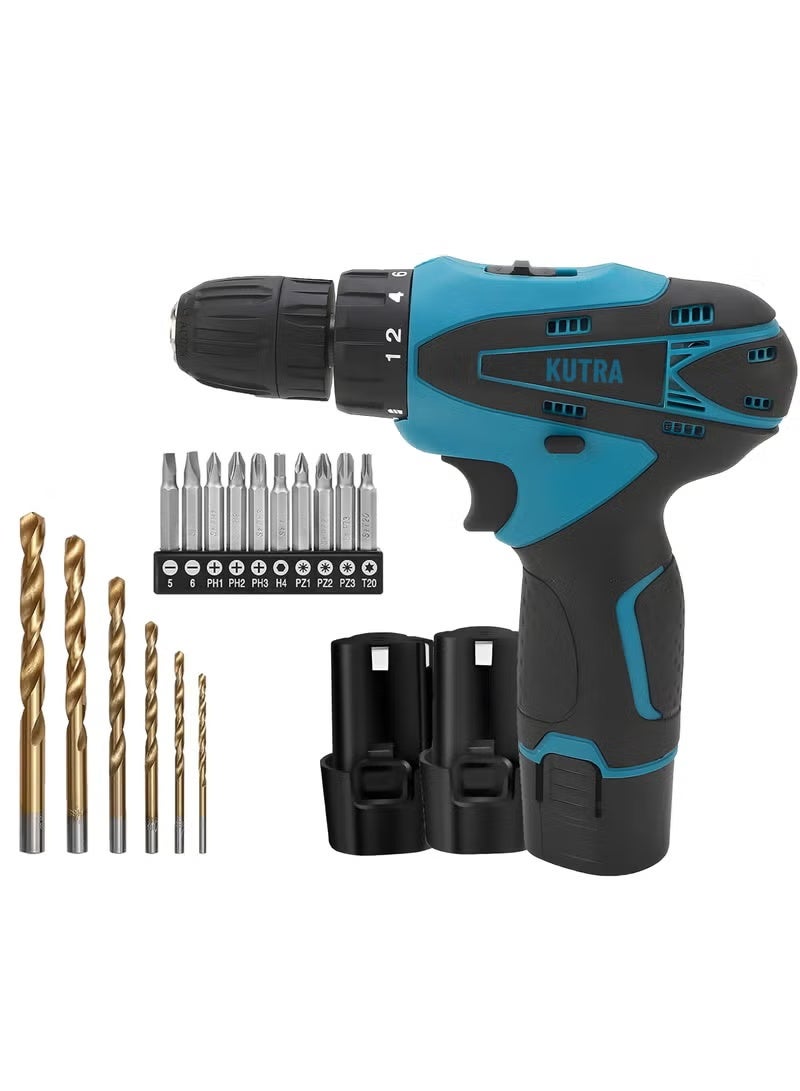 Kutra 24Pcs Cordless Drill 12V 28Nm Powerful Electric Drill with 2 Speed Electric Drill Set - Image 1